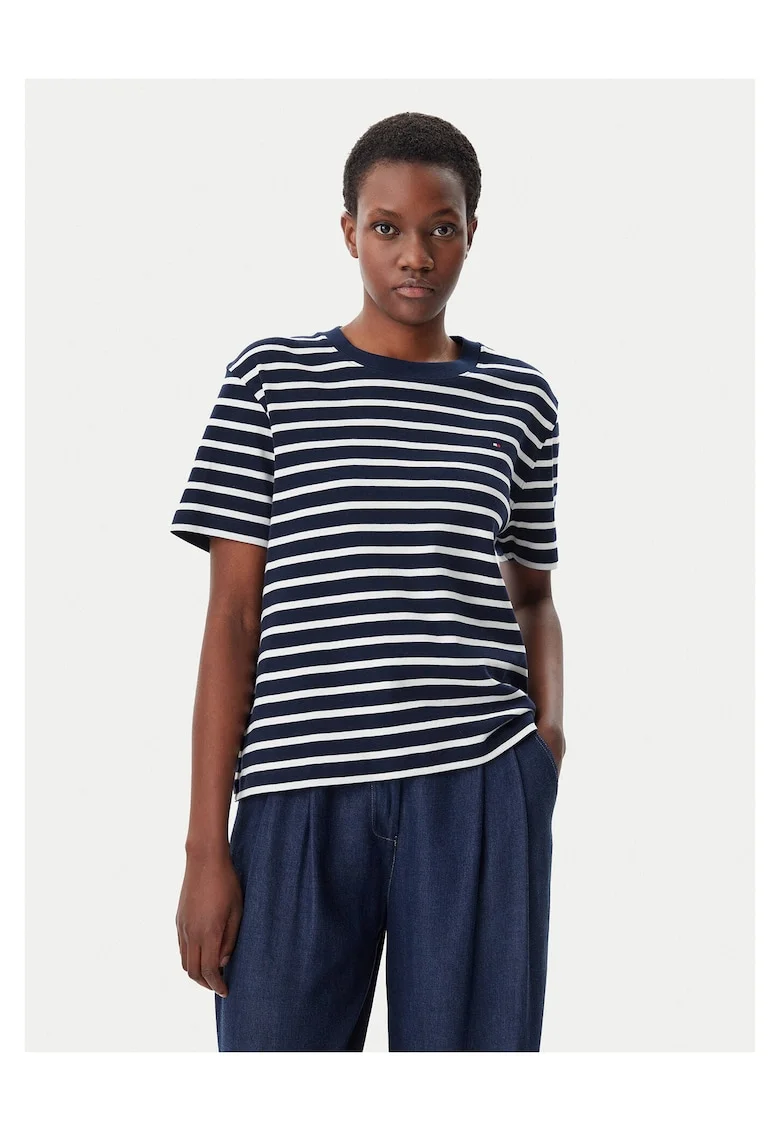 Tricou dama,  Bleumarin/Alb