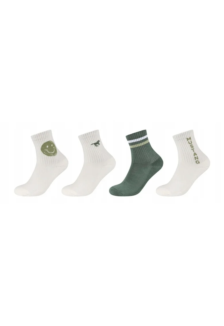 Sosete Barbati,  MU32019 – 7370, 4 Perechi, Lungi, Design Simplu Cu Logo, Confortabile Si Respirabile, Calitate Superioara, Bumbac, 39-42 UE, Multicolor