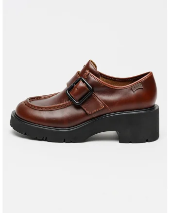 Pantofi din piele cu toc masiv Milah, Maro cognac