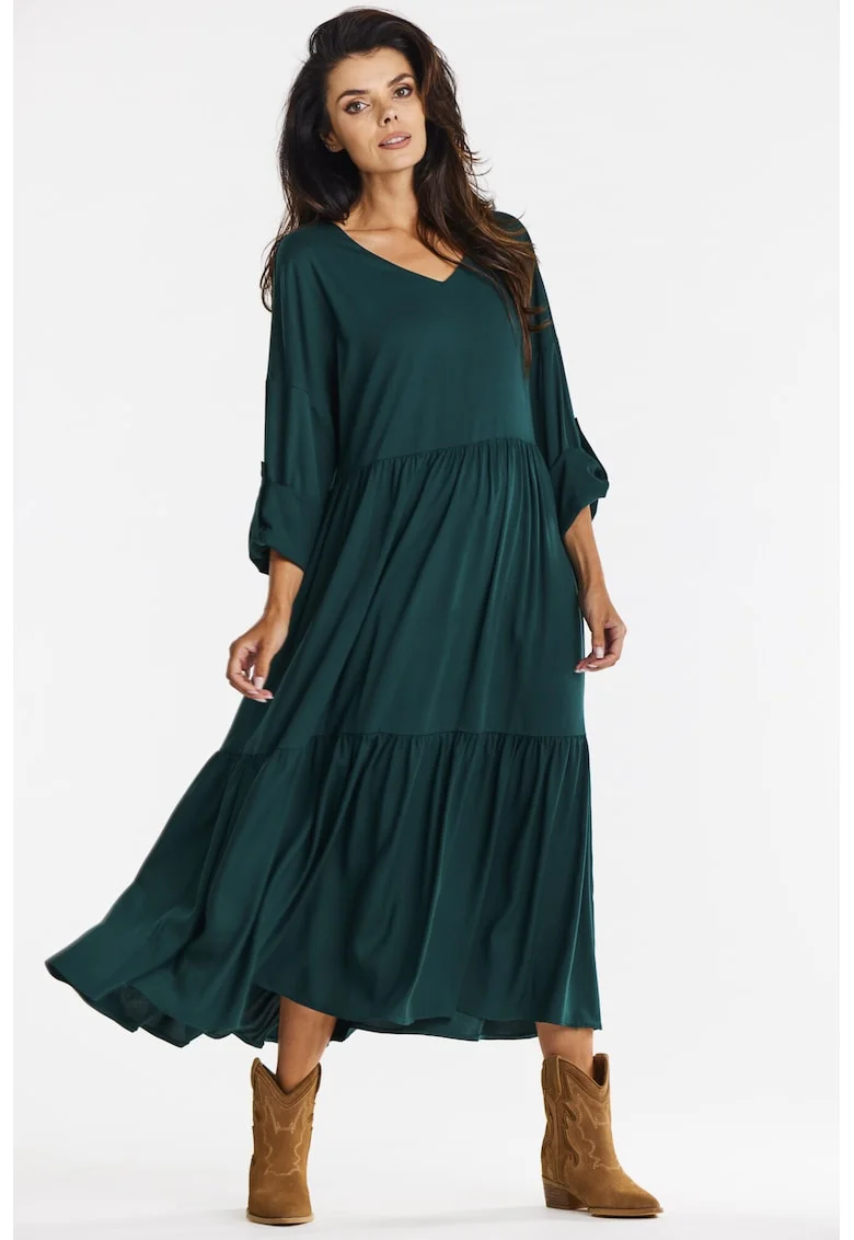 Rochie dama  viscoza, A669 - verde-