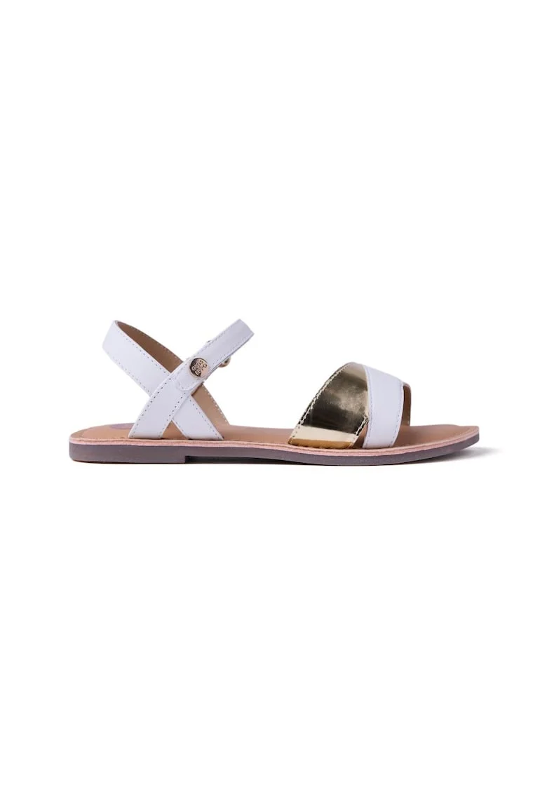 Sandale din piele cu inchidere velcro Awendo, Alb