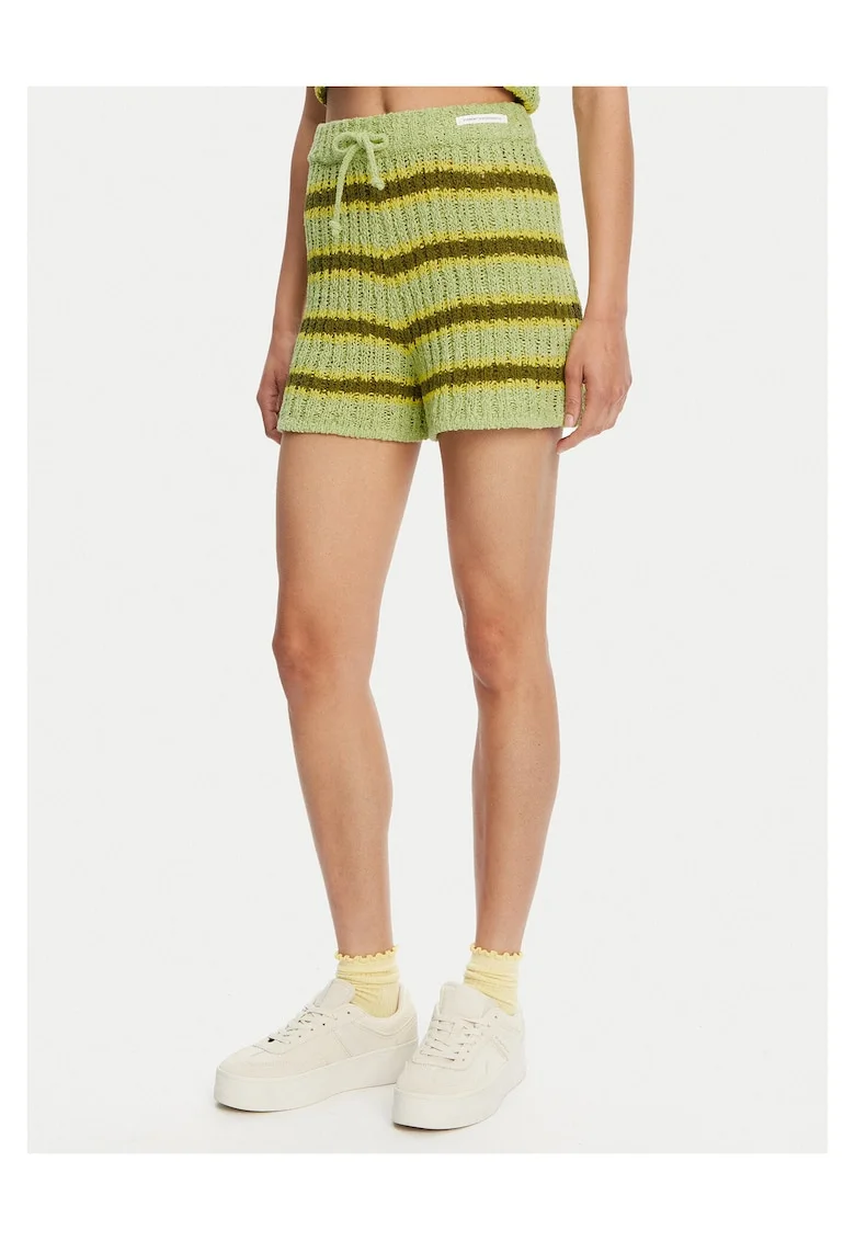 Pantaloni scurti dama,  model cu dungi, verde