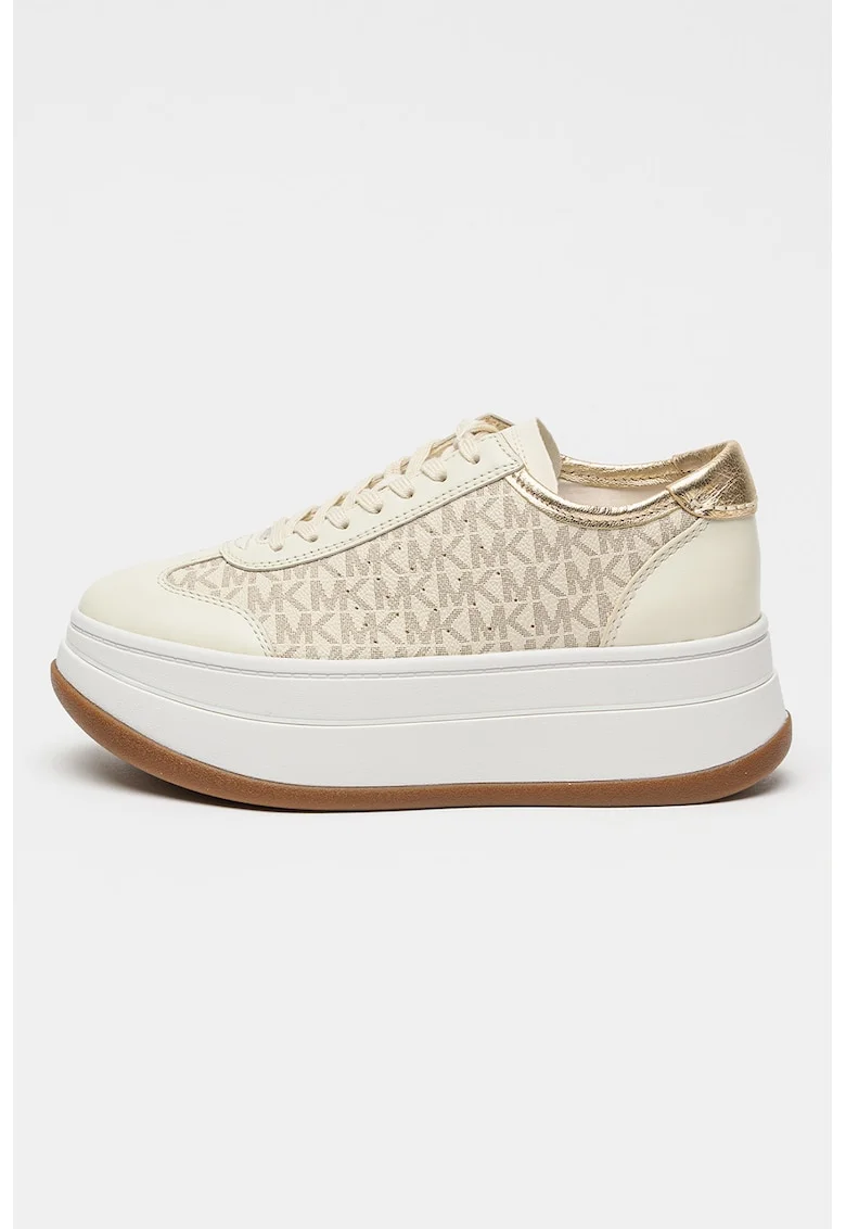 Pantofi sport flatform din piele ecologica cu model logo Hayes, Gri deschis/Alb murdar