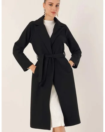 Palton dama  texturat, Negru
