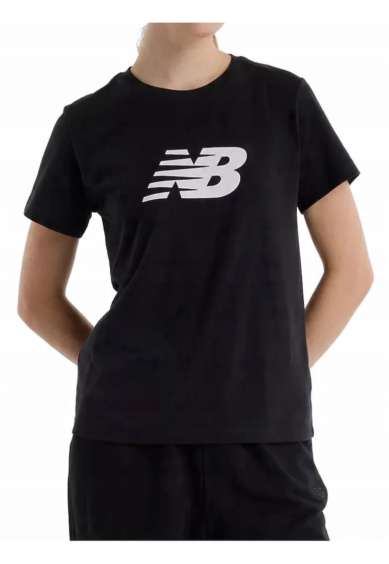 Tricou cu imprimeu logo si decolteu la baza gatului