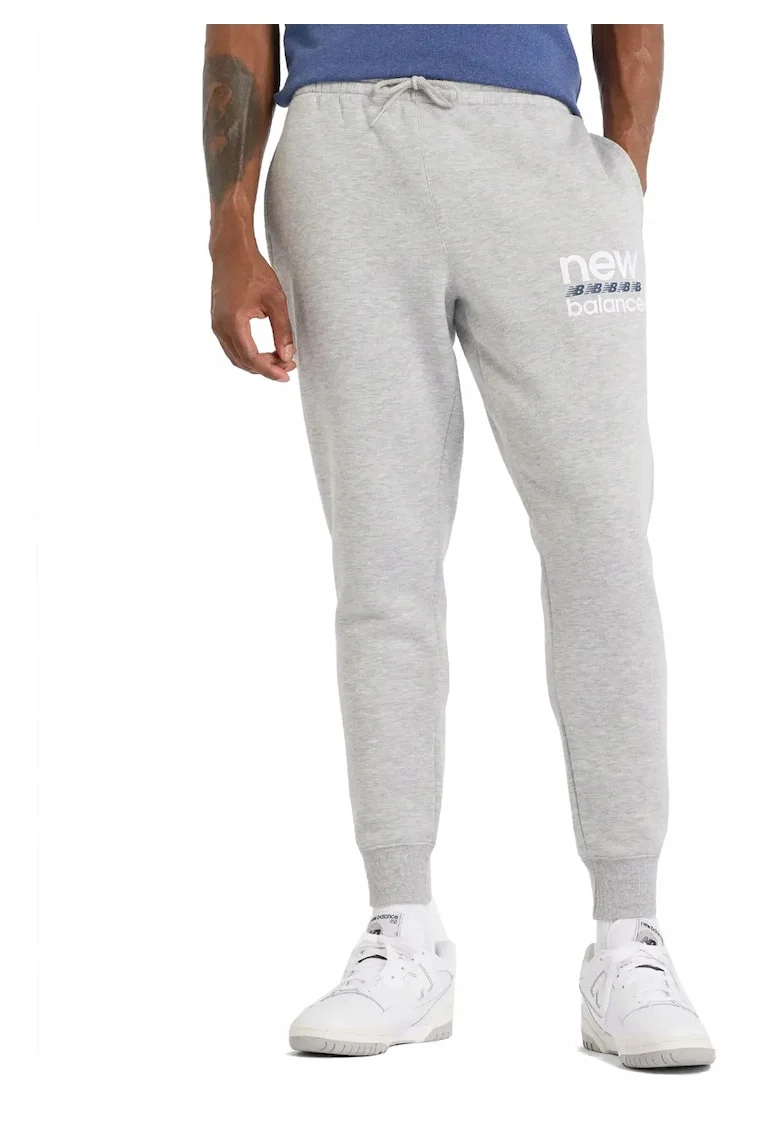 Pantaloni sport cu buzunare laterale si detaliu logo