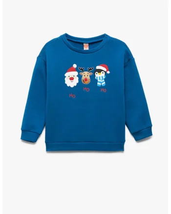 Bluza de trening cu imprimeu de Craciun, Rosu/Alb/Albastru