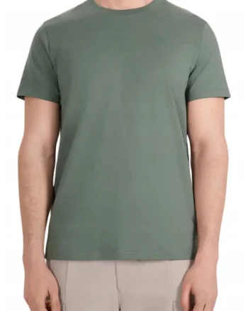 Tricou din bumbac cu decolteu la baza gatului, Verde