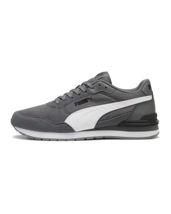 Pantofi sport ST Runner v4 de plasa cu garnituri de piele ecologica, Alb/Gri