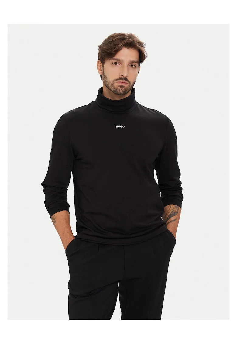 Pulover pentru barbati  cu guler inalt, negru