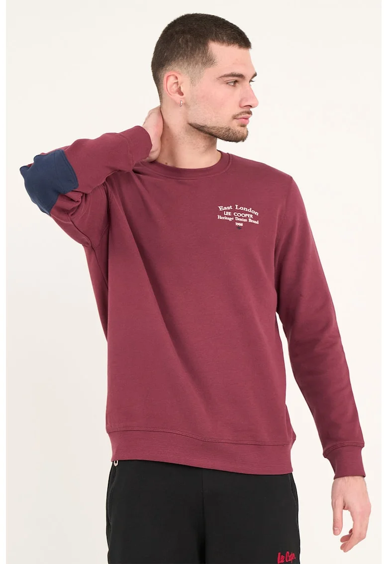 Bluza de trening cu aplicatii pe coate, Visiniu