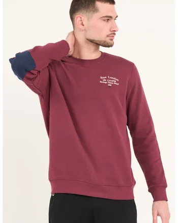 Bluza de trening cu aplicatii pe coate, Visiniu