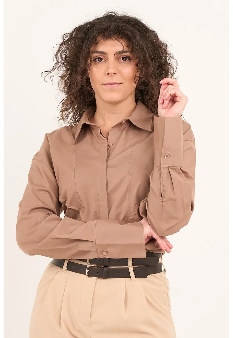 Camasa regular fit cu guler clasic, Maro taupe