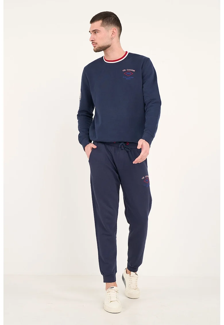 Pantaloni sport de bumbac cu buzunar cu fermoar pe spate, Bleumarin