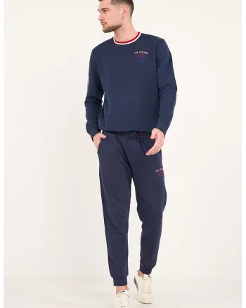 Pantaloni sport de bumbac cu buzunar cu fermoar pe spate, Bleumarin