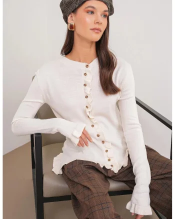 Cardigan dama  alb, One Size