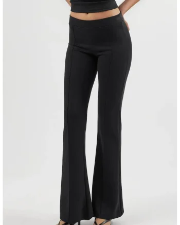 Pantaloni dama,  evazati, negru, textil, Negru