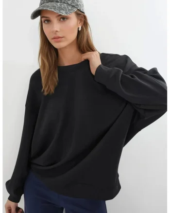 Hanorac dama,  tricotat, negru, textil