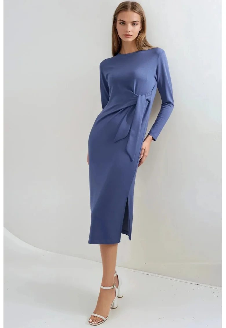 Rochie Midi,  Albastru, din jerseu