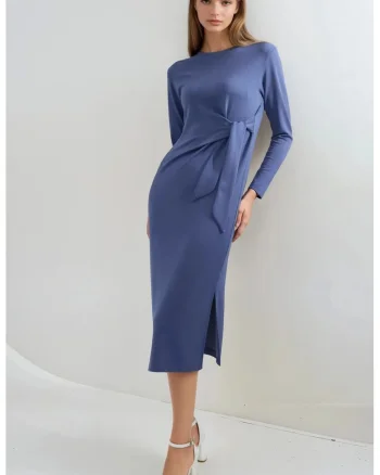 Rochie Midi,  Albastru, din jerseu