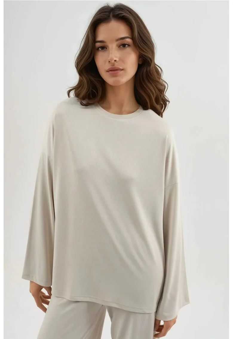 Bluza dama,  maneca lunga, alb, jerseu