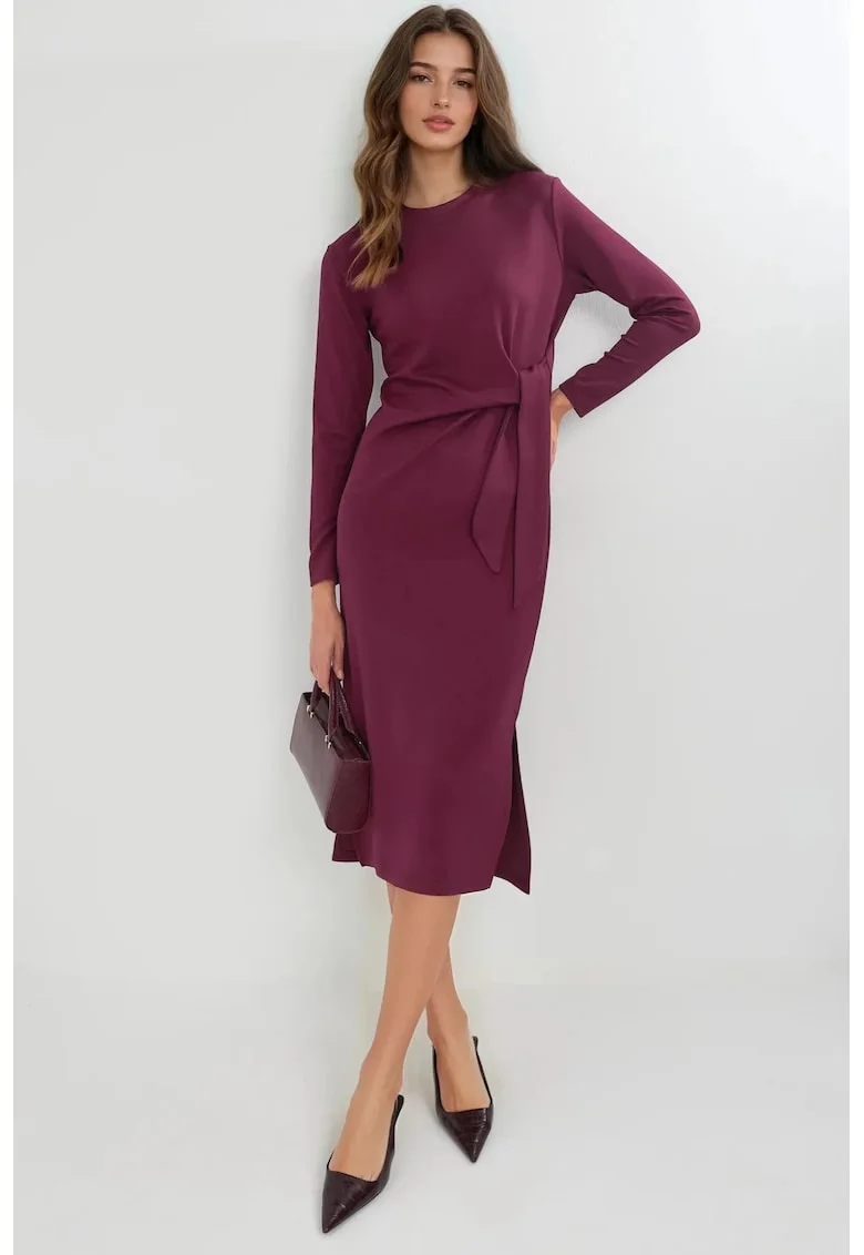 Rochie midi,  rosu, jerseu