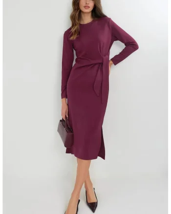 Rochie midi,  rosu, jerseu