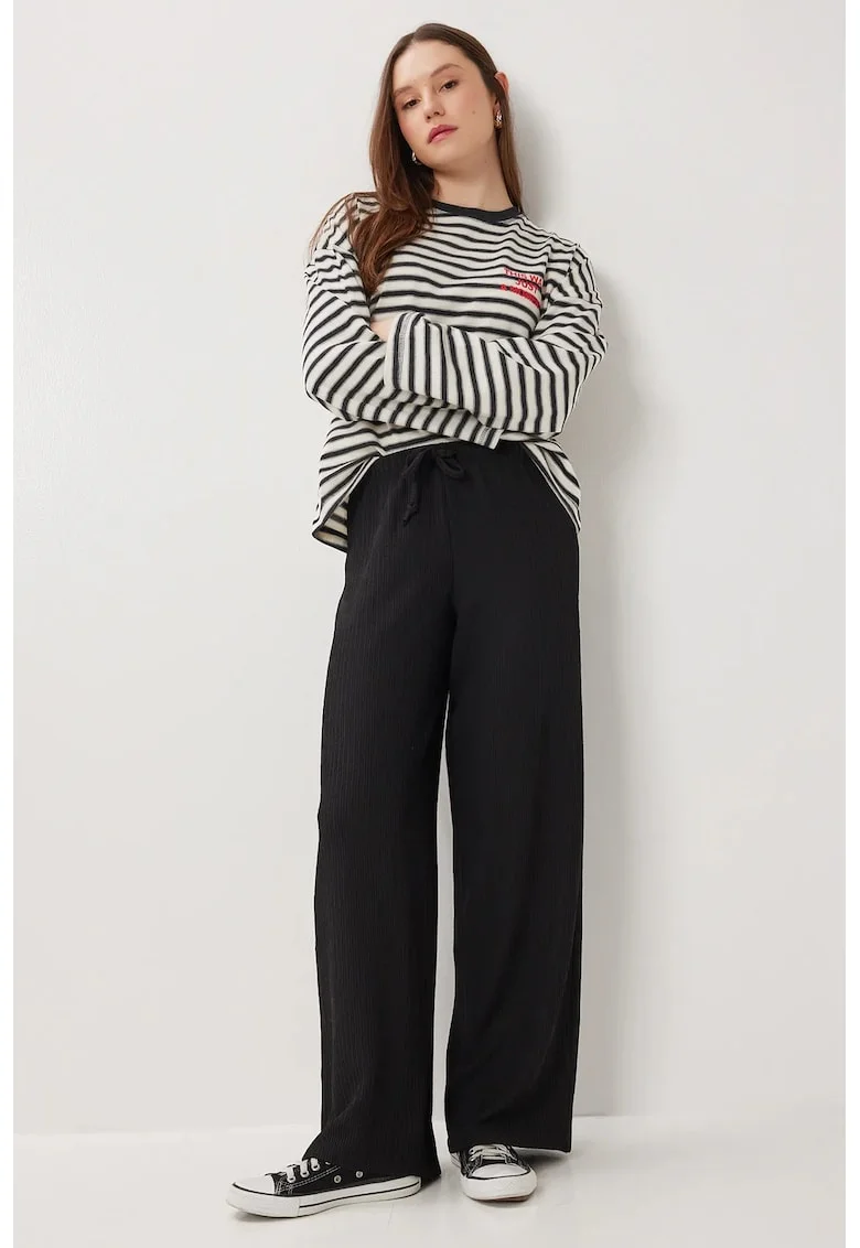 Pantaloni dama, Happiness Istanbul, talie inalta, negru, textil, Negru