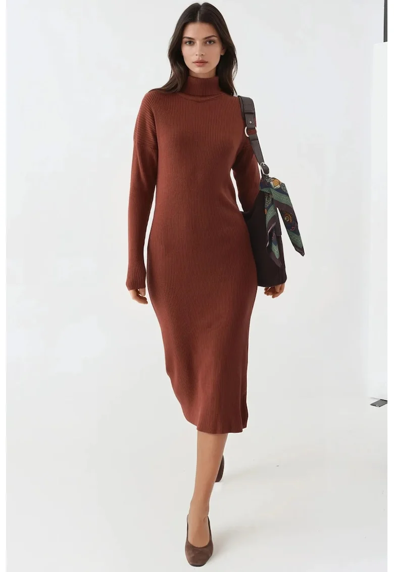 Rochie tricotata,  mulata, maro, tricot,