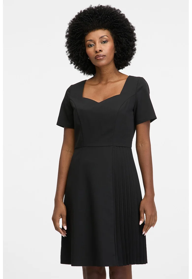 Rochie cu croiala A si decolteu sweetheart, Negru stins