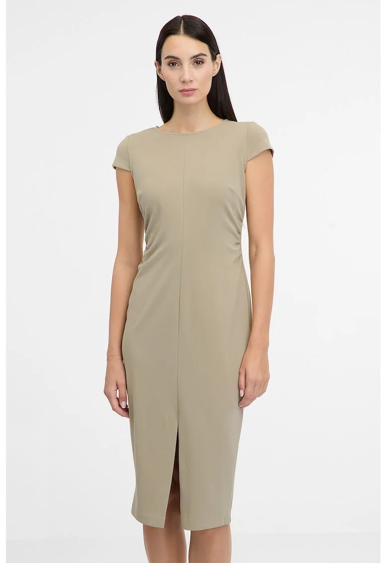 Rochie creion cu slit frontal, Grej