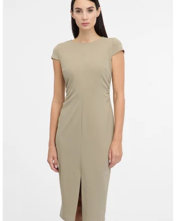 Rochie creion cu slit frontal, Grej