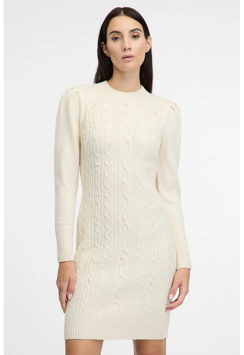 Rochie scurta cu torsade, Alb fildes