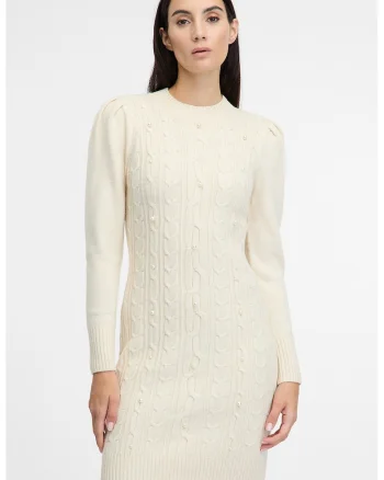 Rochie scurta cu torsade, Alb fildes