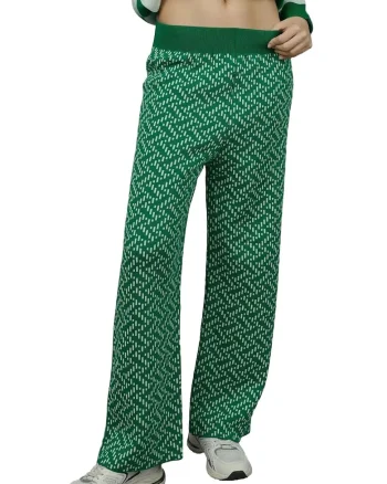Pantaloni dama,  tricotati, talie elastica, verde, tricot, One Size