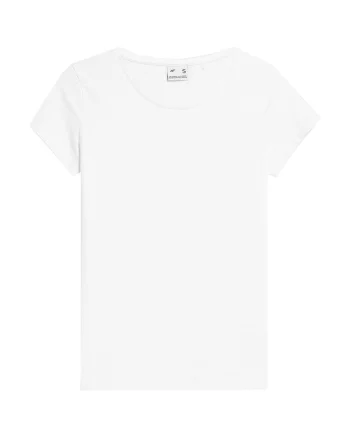 Tricou dama  regular, alb, bumbac 95% si elastan 5%,