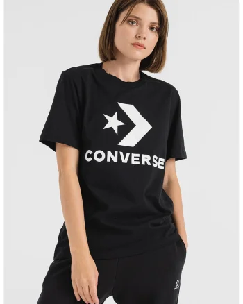Tricou unisex de bumbac cu model chevron Go-To-Star, Alb/Negru