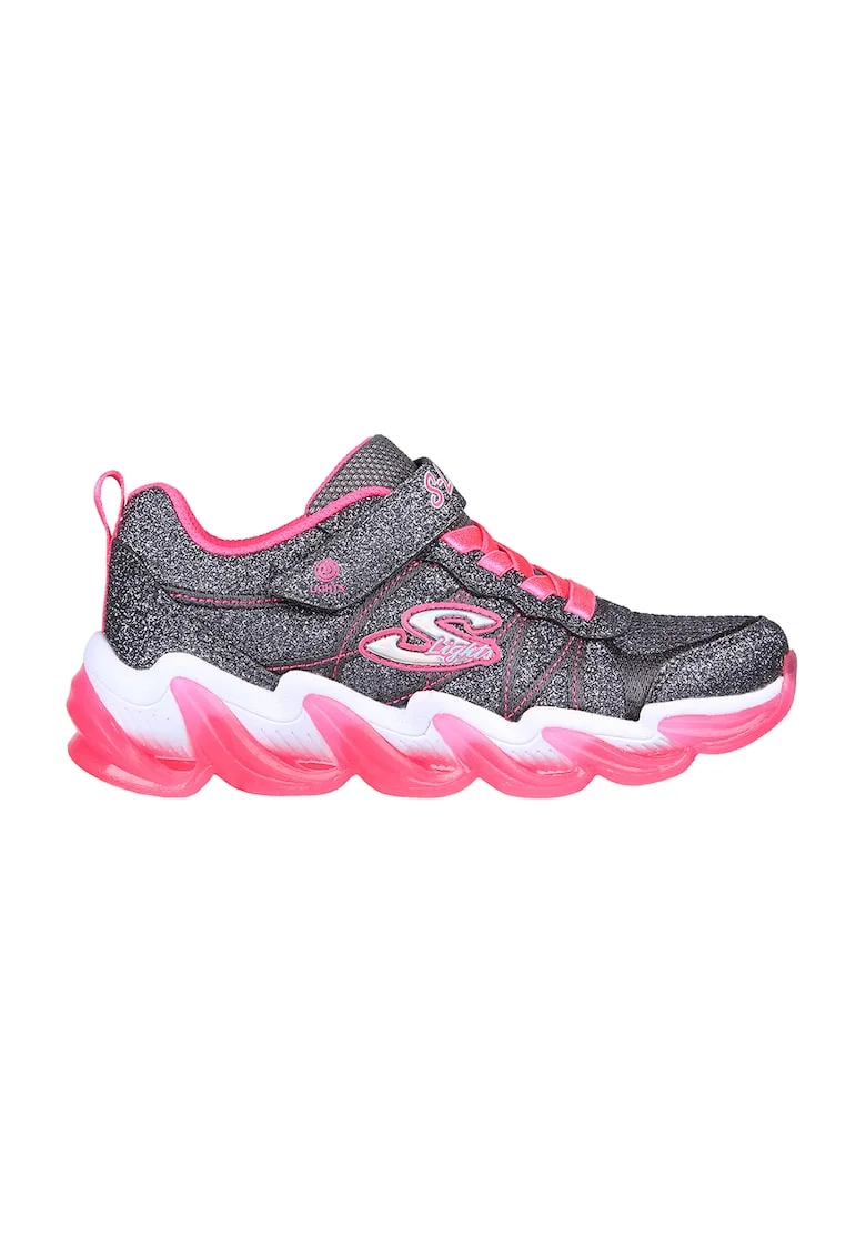 Pantofi sport stralucitori cu velcro Hyper Surge, Argintiu inchis/Roz