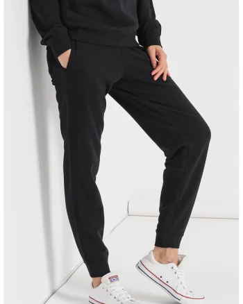 Pantaloni sport regular fit unisex cu logo, Negru