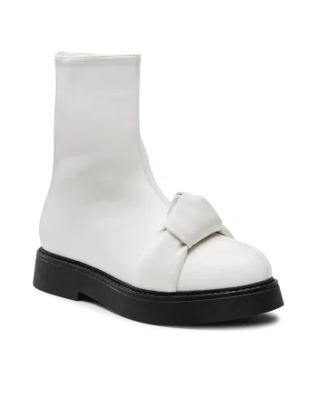 Cizme dama,  piele ecologica, alb,