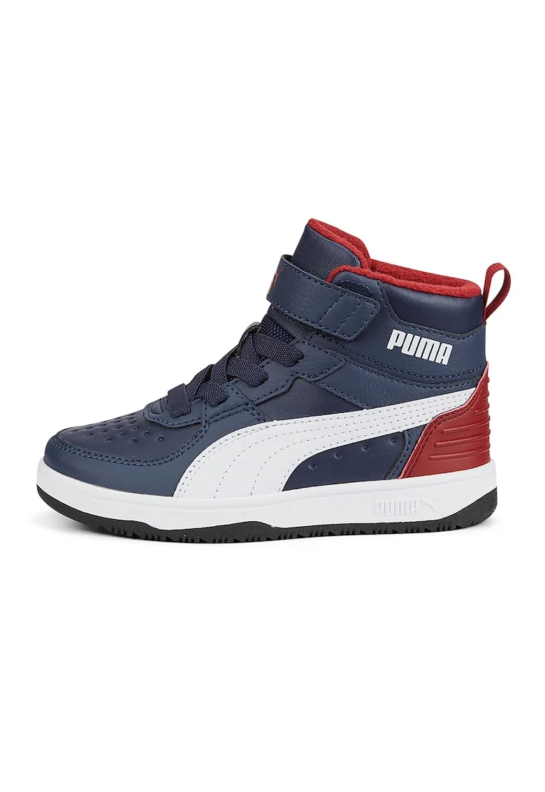 Pantofi sport mid-high de piele ecologica Rebound Rugged, Rosu/Alb/Albastru inchis