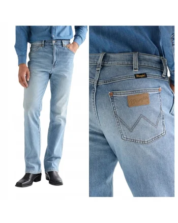 Blugi Barbati,  Wrancher, W32-L32 US, Albastru, Bumbac, Design Clasic Casual, Ideal Pentru Uz Zilnic, Material Premium Confortabil, Aspect Denim Modern, 5 Buzunare, Fermoar