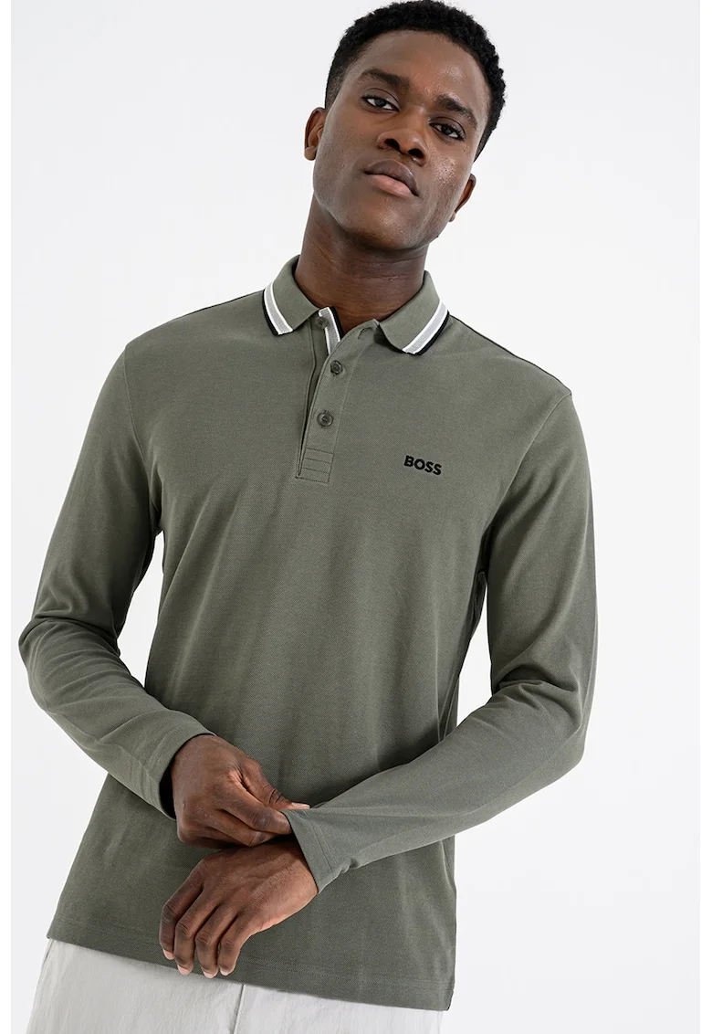 Bluza polo regular fit Plisy, Verde sparanghel