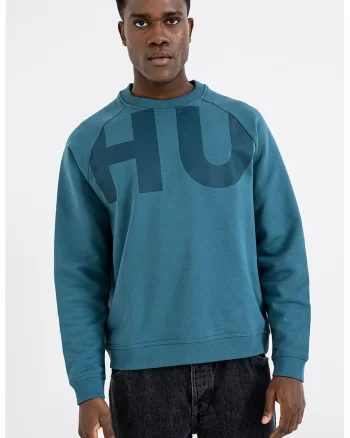 Bluza de trening din bumbac cu logo supradimensionat, Verde englez