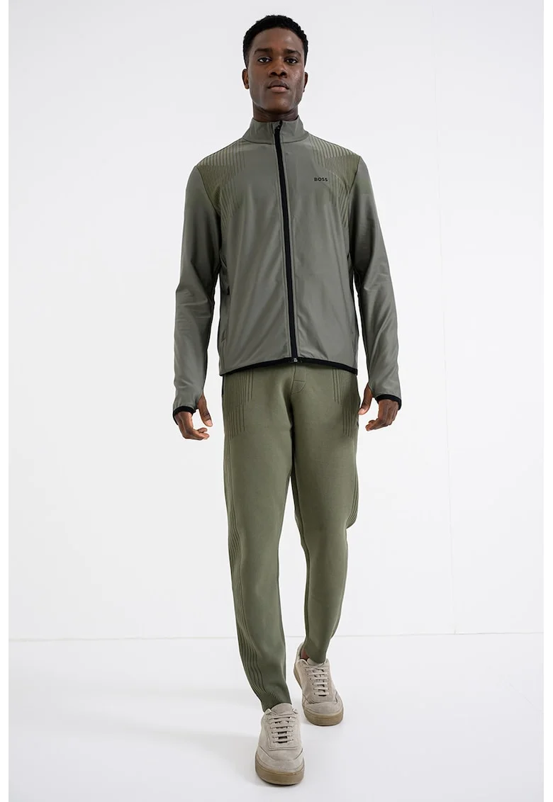 Pantaloni de trening cu buzunare cu fermoar, Verde sparanghel