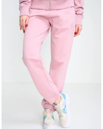 Pantaloni de trening cu croiala relaxed-fit si talie medie, Roz prafuit
