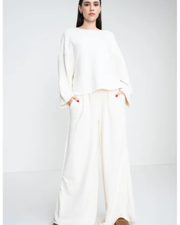Bluza lejera din amestec de bumbac, Alb fildes