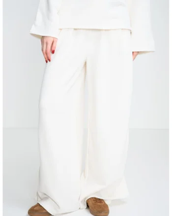 Pantaloni de trening cu croiala relaxed-fit si snur, Alb fildes