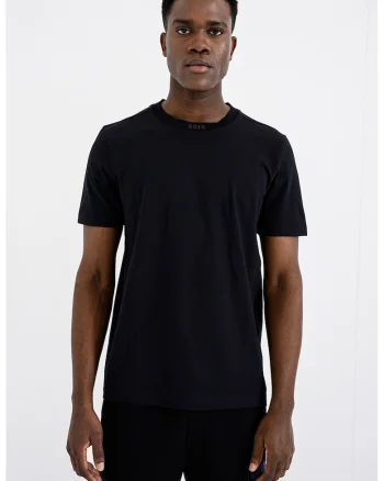 Tricou uni de bumbac cu decolteu la baza gatului, Gri antracit