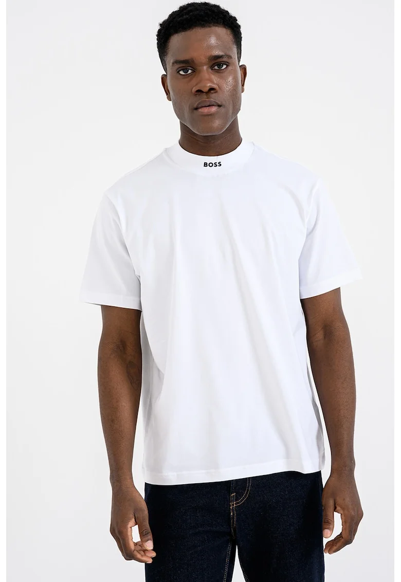 Tricou uni cu decolteu la baza gatului, Alb